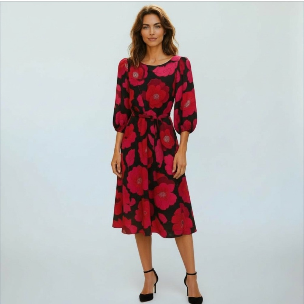 Talbots Women's Fit & Flare Blooming Floral Dress Size 10